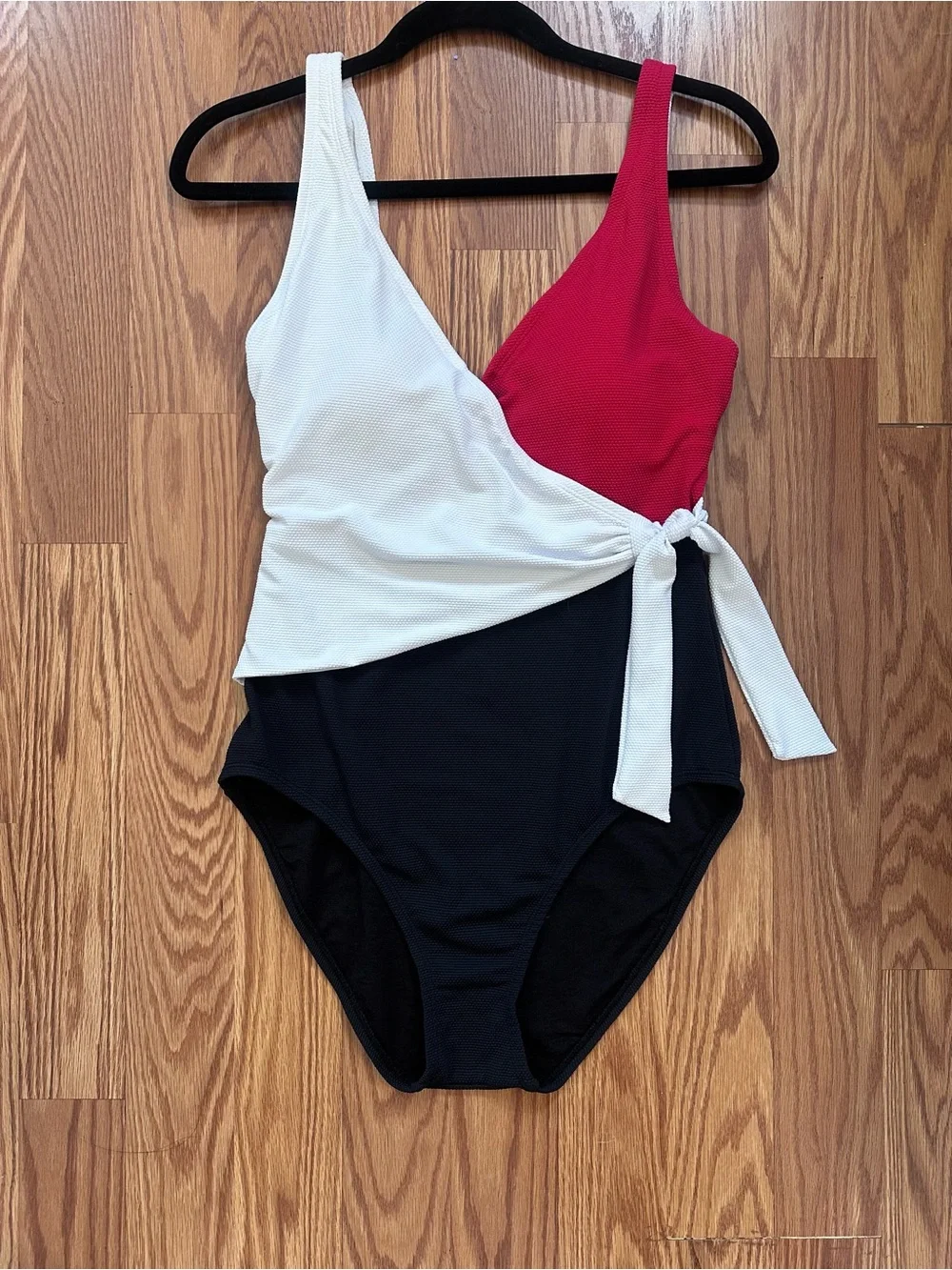 Tommy Bahama Red White and Black Wrap-Front One-Piece Swimsuit - Picture 6 of 9